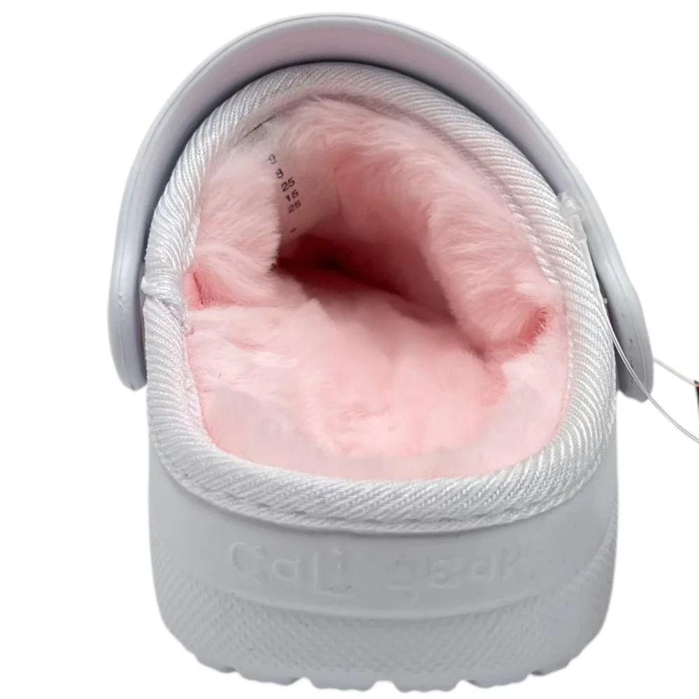 Skechers Toddler Girls Faux Fur Slip On‎ Clogs Size 9 White Pink Warm Comfort